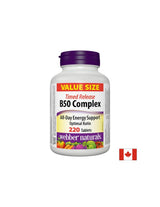 Énergie, activité cérébrale et système cardiovasculaire - complexe de vitamine B50, 220 comprimés