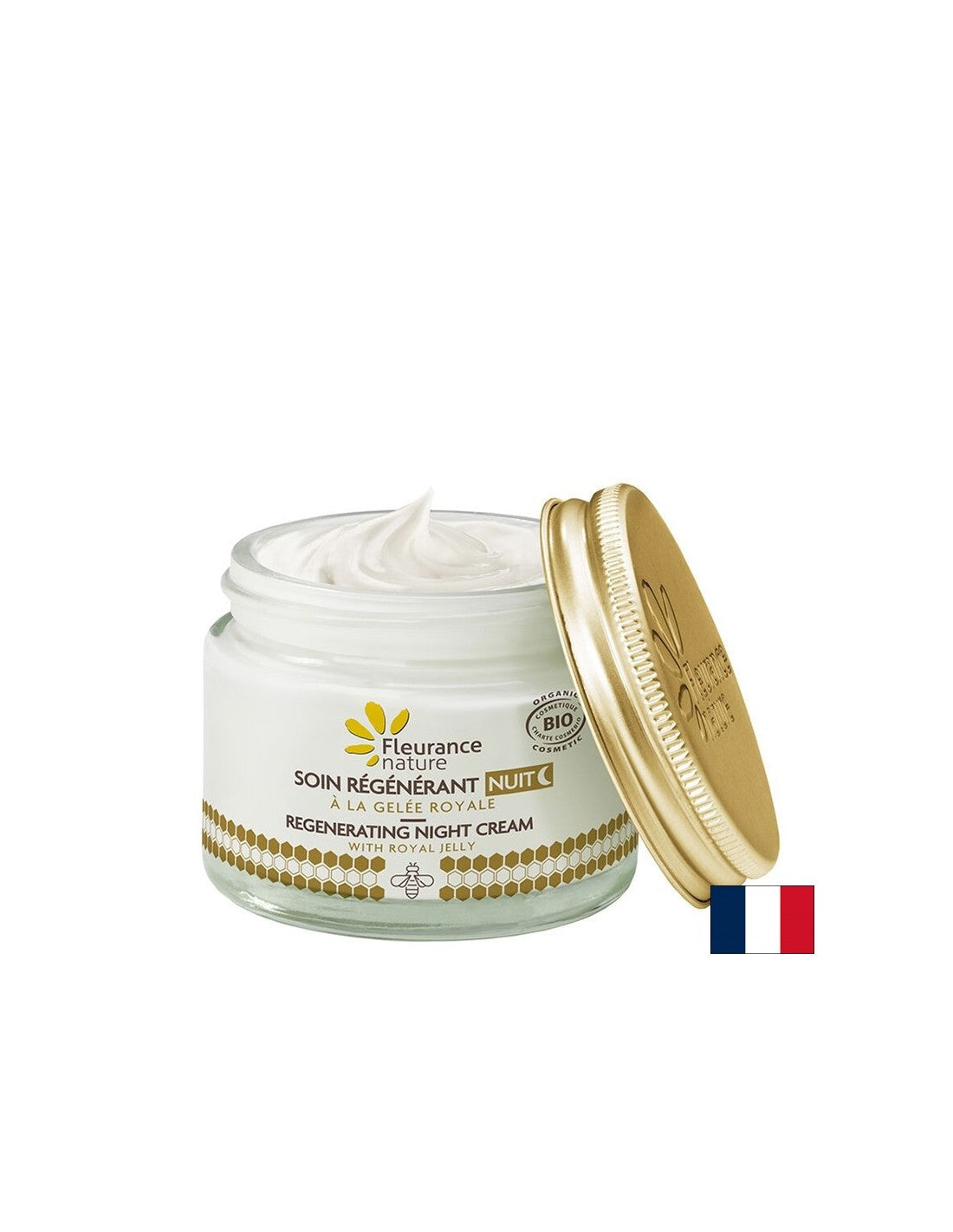 Crème de visage de nuit anti-âge régénérant avec gelée royale biologique, 50 ml de nature floute