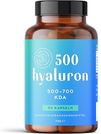 Acide hyaluronique avec du zinc - capsules végétaliennes pendant 3 mois - Alpha Foods - Fabriqué en Allemagne