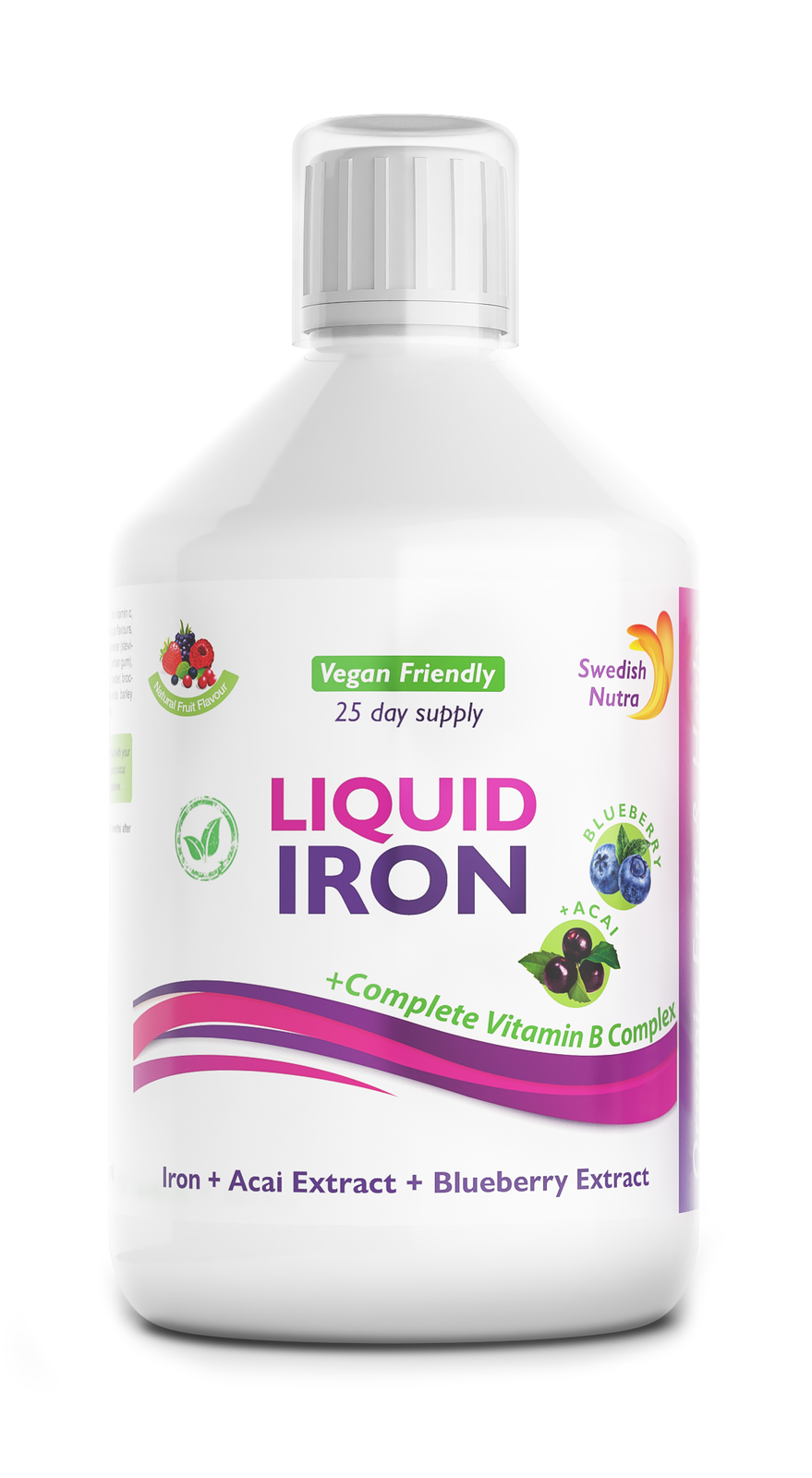 Fer avec complexe B et fruits biologiques et herbe extrait 500 ml/végétalien /