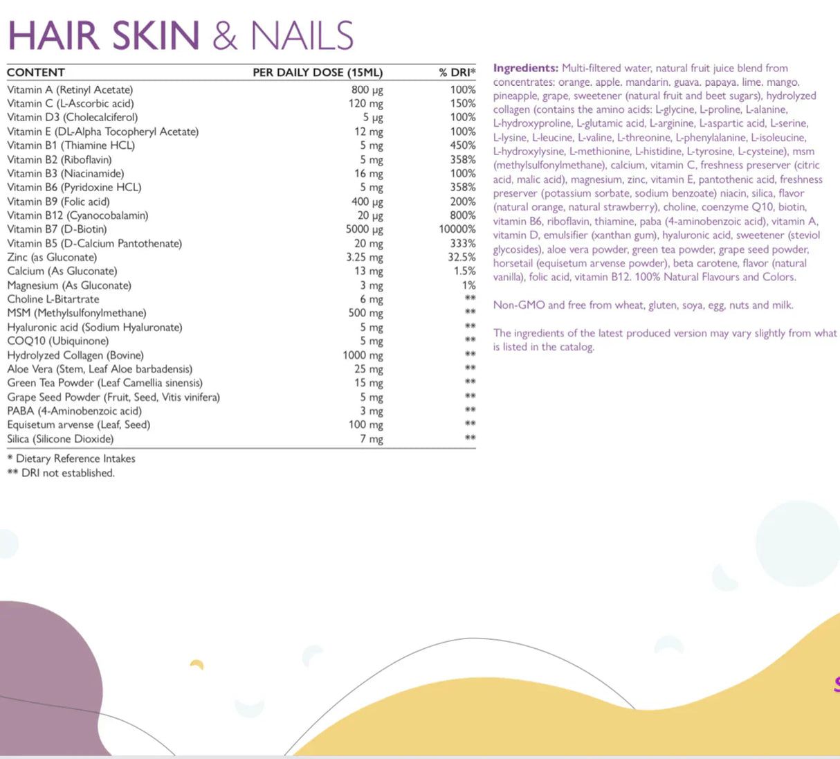 Complexe de cheveux, de peau et de ongles de beauté - 500 ml