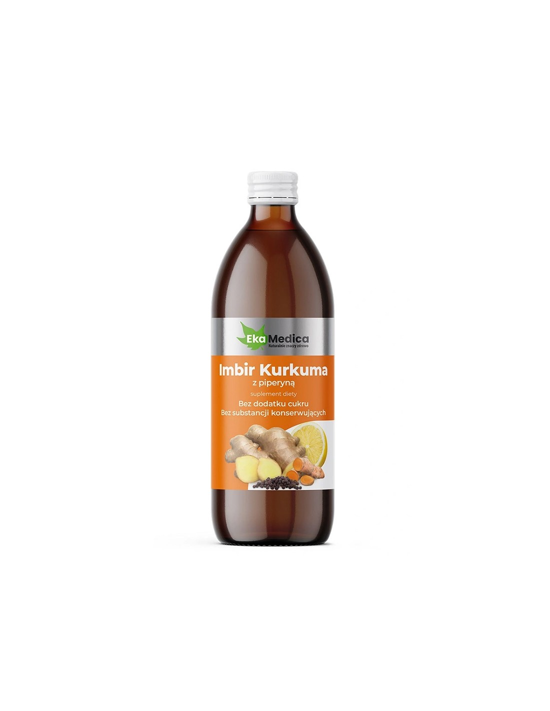Gingembre et jus de curcuma avec poivre noir - Santé gastro-intestinale et hépatique, 500 ml, 10 ou 20 portions