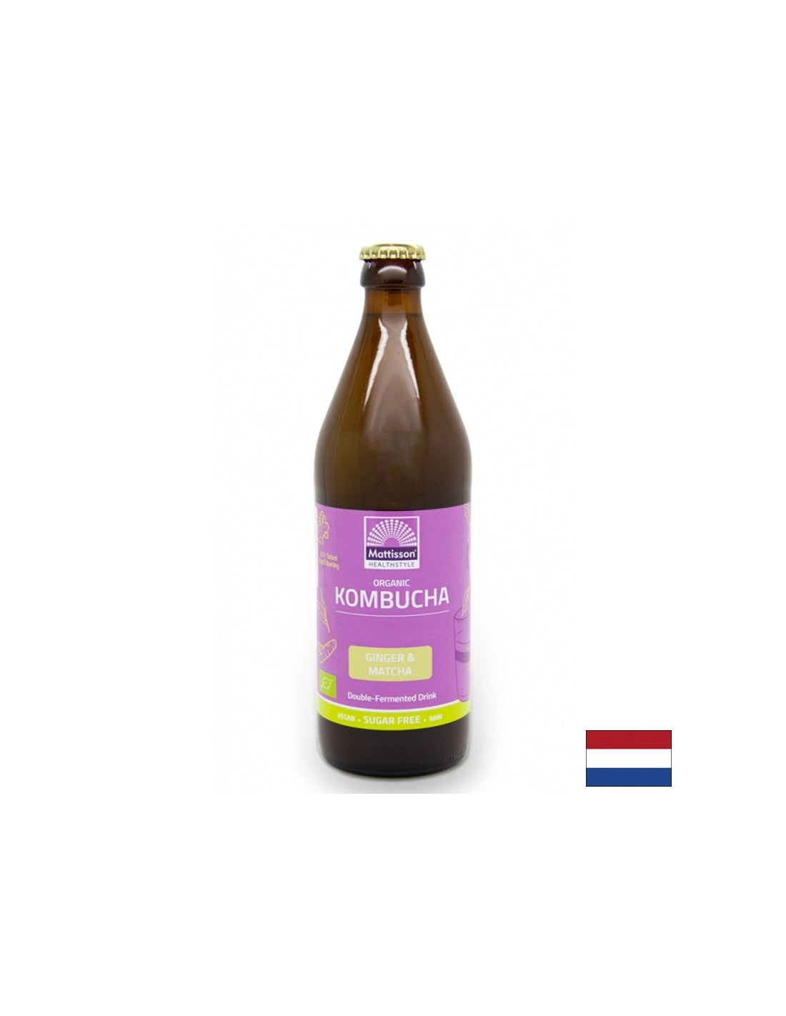 Kombucha avec gingembre et matcha bio, 500 ml
