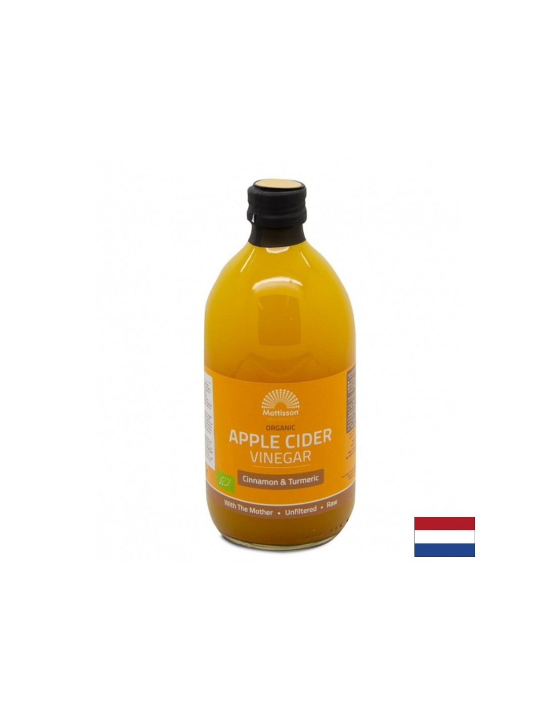 Vinaigre de cidre de pomme à la cannelle et au curcuma Bio, 500 ml <tc>Mattisson Healthstyle</tc>