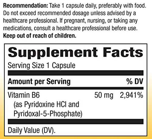 Vitamine B-6 50 mg - 100 capsules