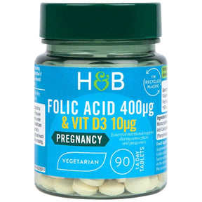Folic Acid 400 mcg | With Vit D3 10 mcg - 90 Tablets - Nutra Best Europe