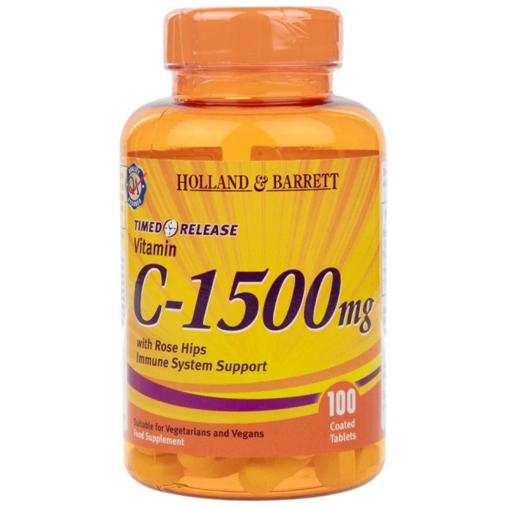 Vitamine C avec des hanches de rose 1500 mg | Libération chronométrée - 100 comprimés