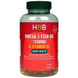 Omega 3 huile de poisson 1200 mg et vitamine D3 - 120 capsules de gel
