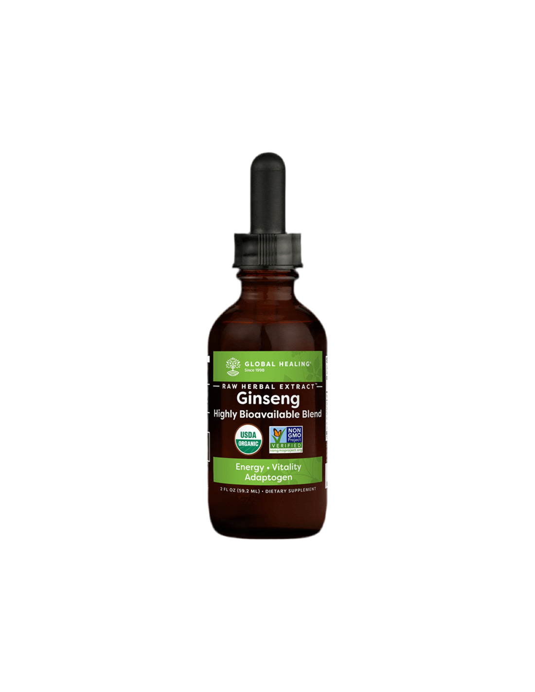 Mélange à base de plantes énergisant contre le stress et la fatigue - avec le ginseng coréen et sibérien, Ashwagandha et Maca, 59,2 ml de guérison mondiale