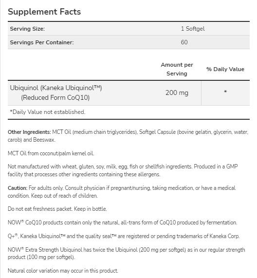 Ubiquinol 200 mg | Extra Strength - 60 softgels