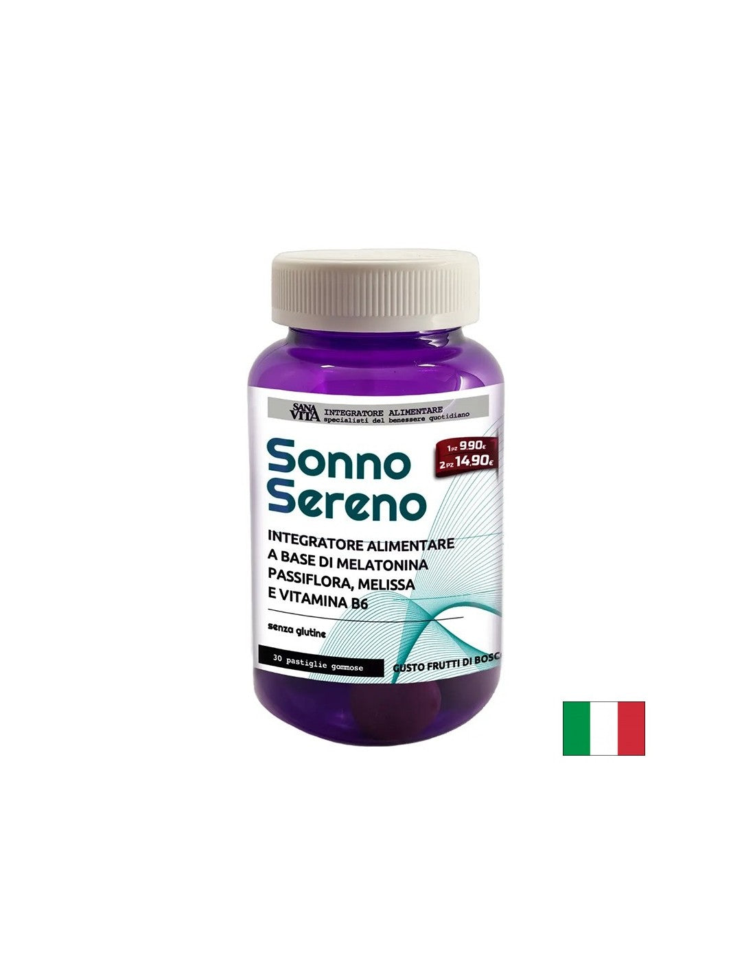 Mélatonine + passion, baume de citronnage et vitamine B6 - pour le stress, l'insomnie, l'anxiété, 30 comprimés de gelée