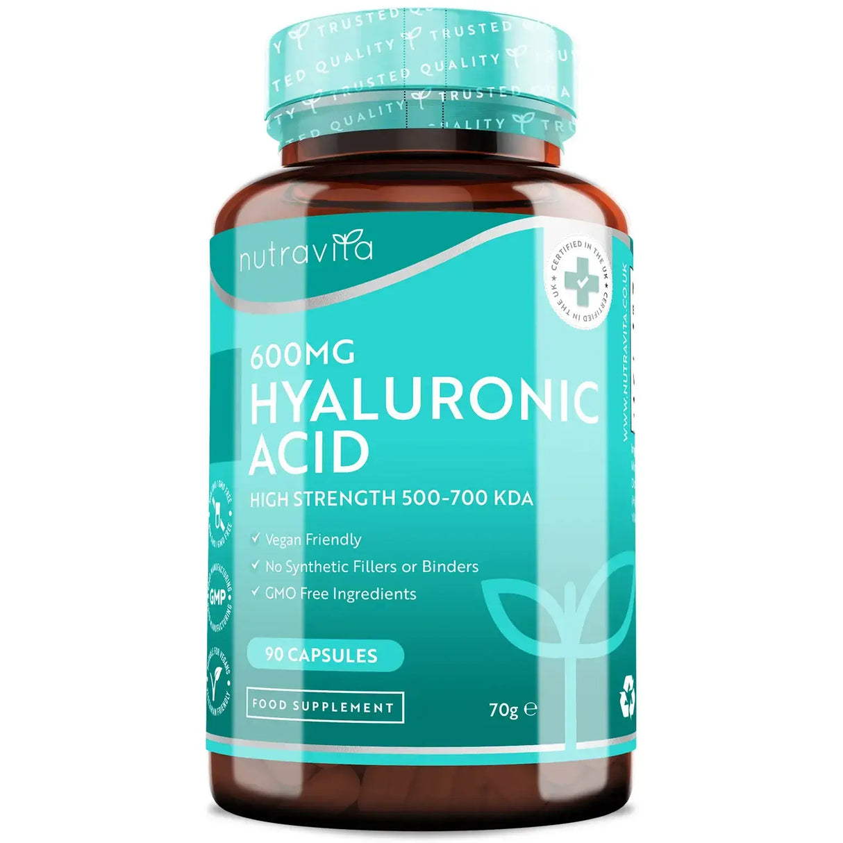Acide hyaluronique 600 mg/Acide hyaluronique 600 mg/90 gélules, 90 jours/ <tc>Nutravita</tc>