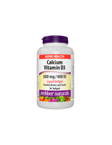 Calcium 600 mg + Vitamine D3 400 UI - Système osseux et musculaire, 90 <tc>Webber Naturals</tc> Gélules liquides
