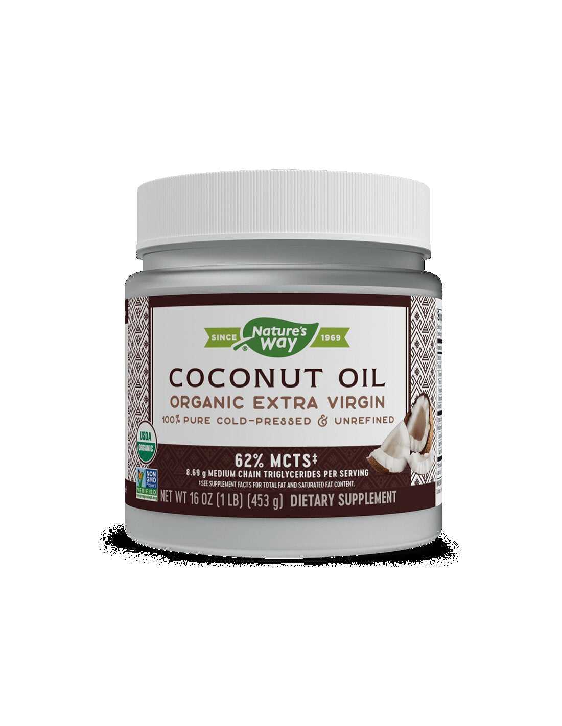 Huile de noix de coco, 62% d'acides gras MCT - Huile de noix de coco biologique Extra vierge, 474 ml, 32 portions Nature's Way