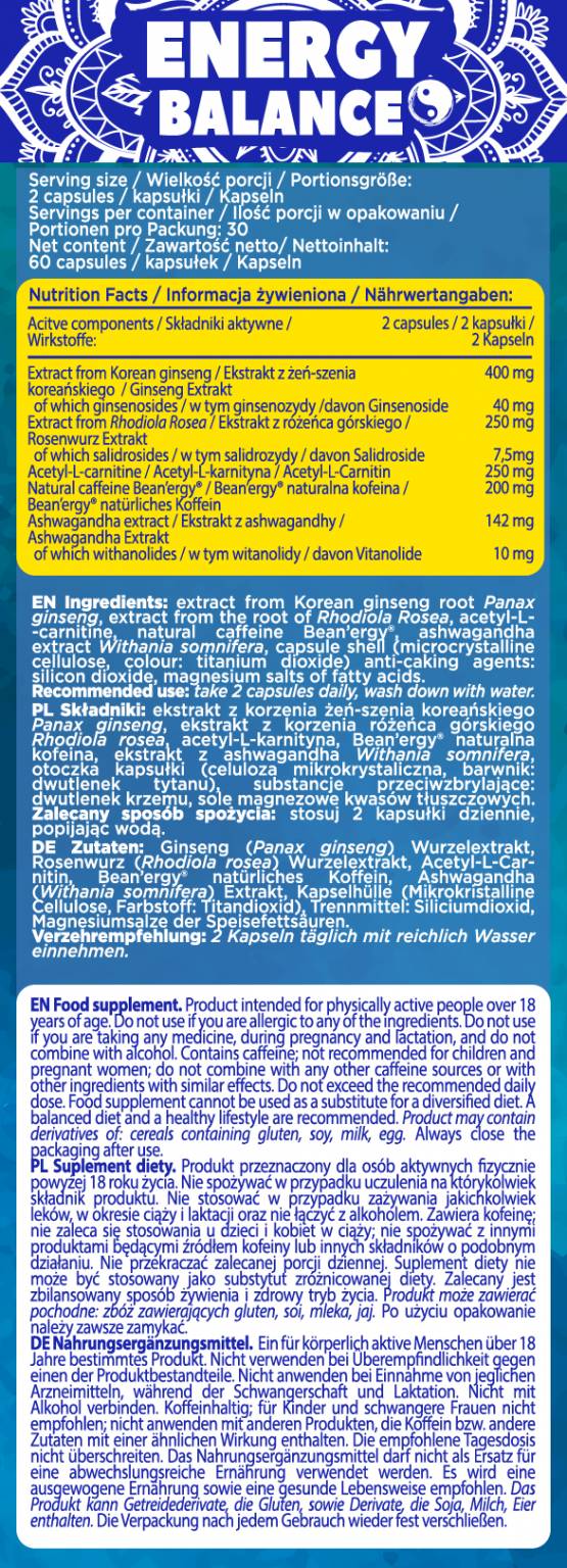 Bilan énergétique | Cafeine naturelle + adaptogènes - 60 capsules