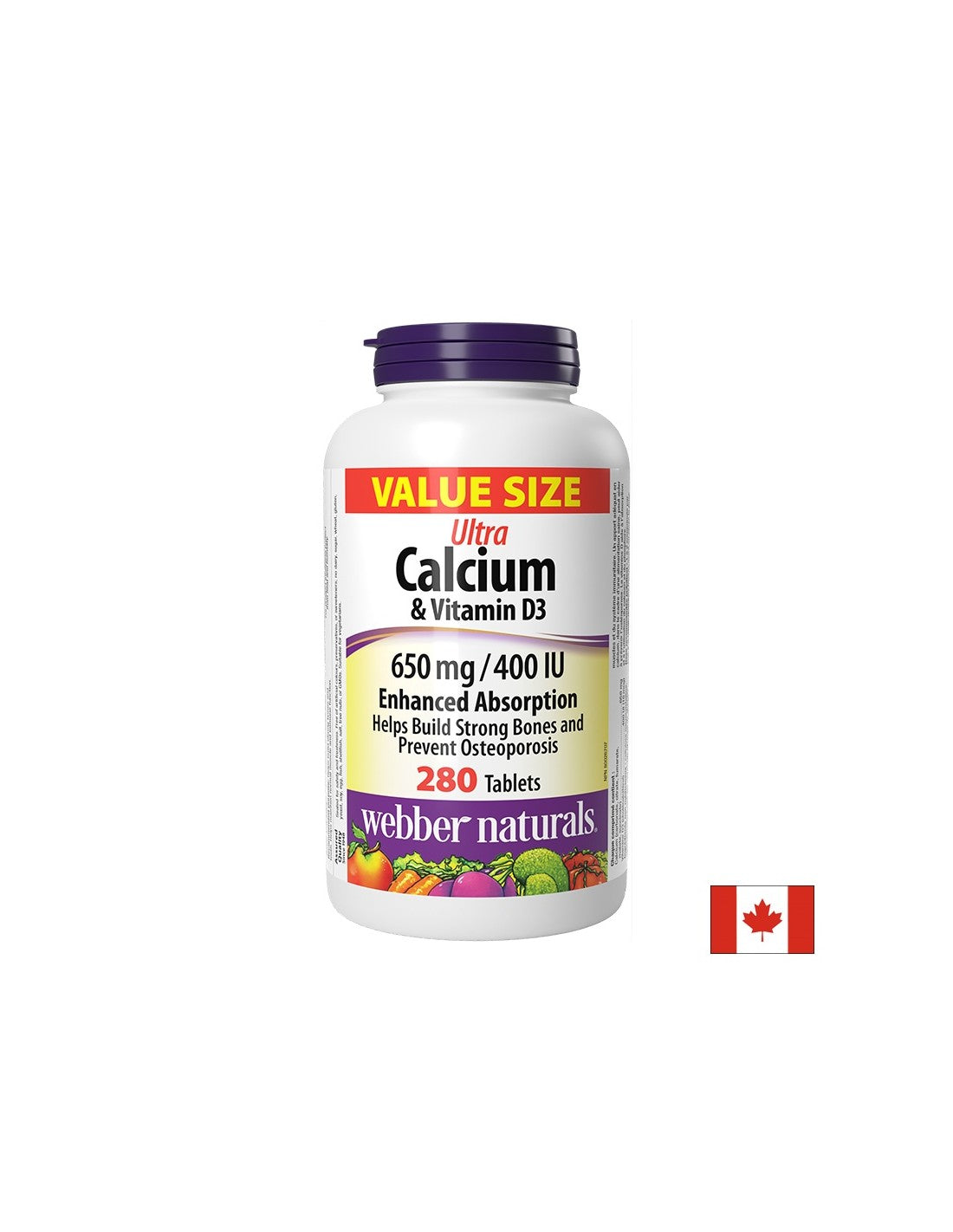 Système osseux - Ultra calcium 650 mg + vitamine D3 400 UI, 280 comprimés