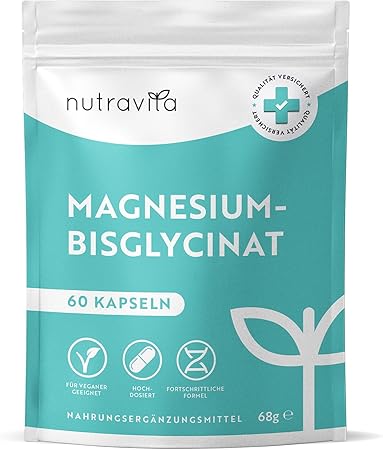 Bisglycinate de magnésium 60 gélules 320 mg Vegan <tc>Nutravita</tc>