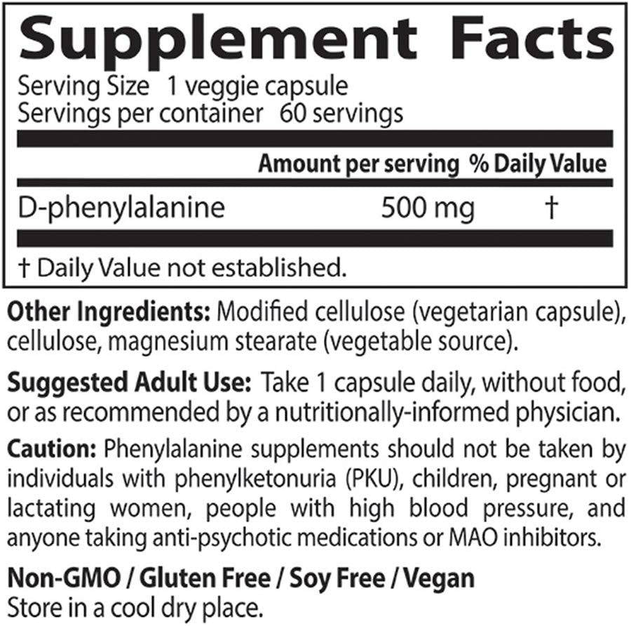 D-phénylalanine 500 mg - 60 capsules