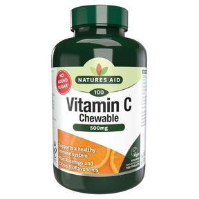 Vitamin C with rose hips, bioflavonoids and acerola (Vitamin C Chewable) 500mg 100 chewable tablets NaturesAid - Nutra Best Europe