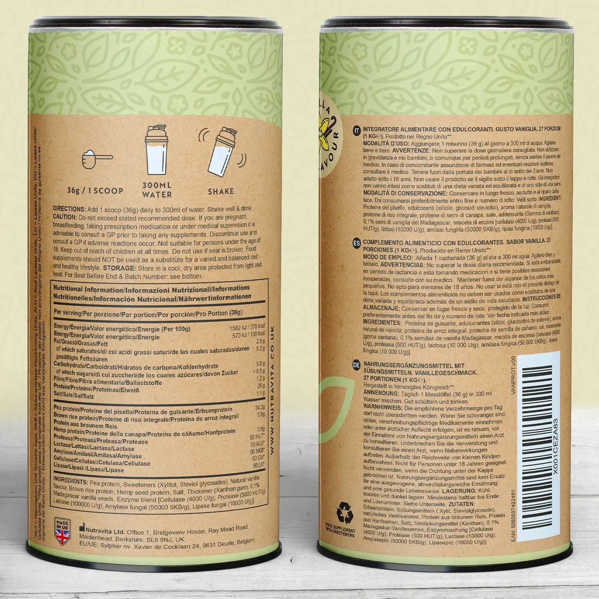 Protéines végétaliennes + enzymes - 750 g (vanille) <tc>Nutravita</tc>