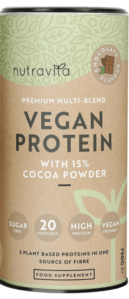 Protéines végétaliennes + enzymes - 750 g (chocolat) <tc>Nutravita</tc>