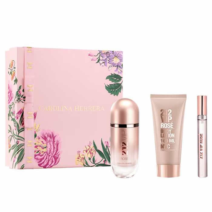 <tc>CAROLINA HERRERA</tc> 212 Vip Rose Eau de Parfum Spray 80 ml Coffret 3 Pièces