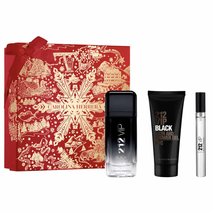 <tc>CAROLINA HERRERA</tc> 212 Vip Black Men Eau de Parfum Spray 100 ml Coffret 3 Pièces