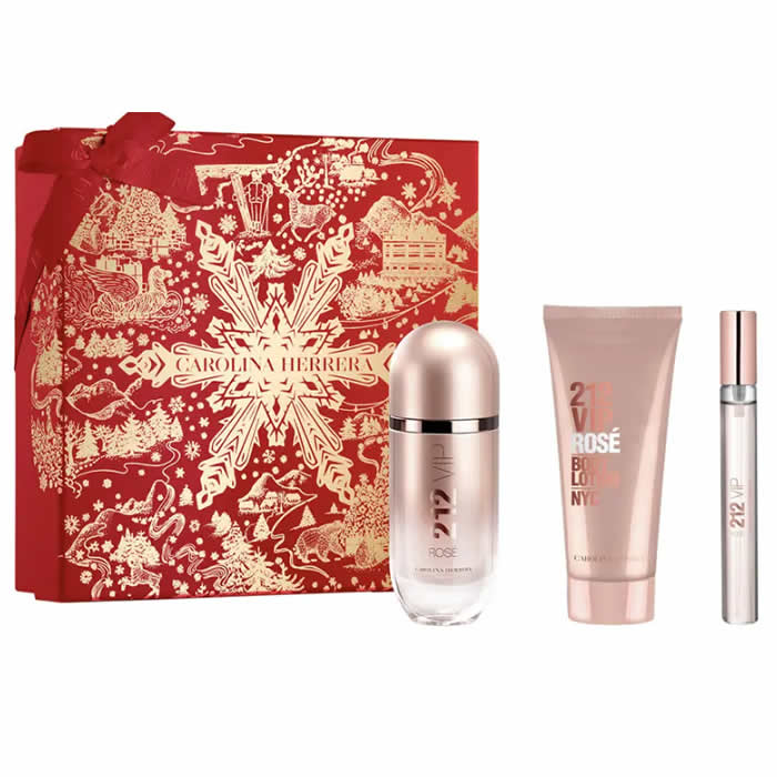 <tc>CAROLINA HERRERA</tc> 212 Vip Rose Eau de Parfum Spray 80 ml Coffret 3 Pièces