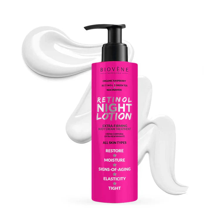 Lotion de carrosserie nocturne du rétinol avec un effet rafraîchissant et framboise 200 ml