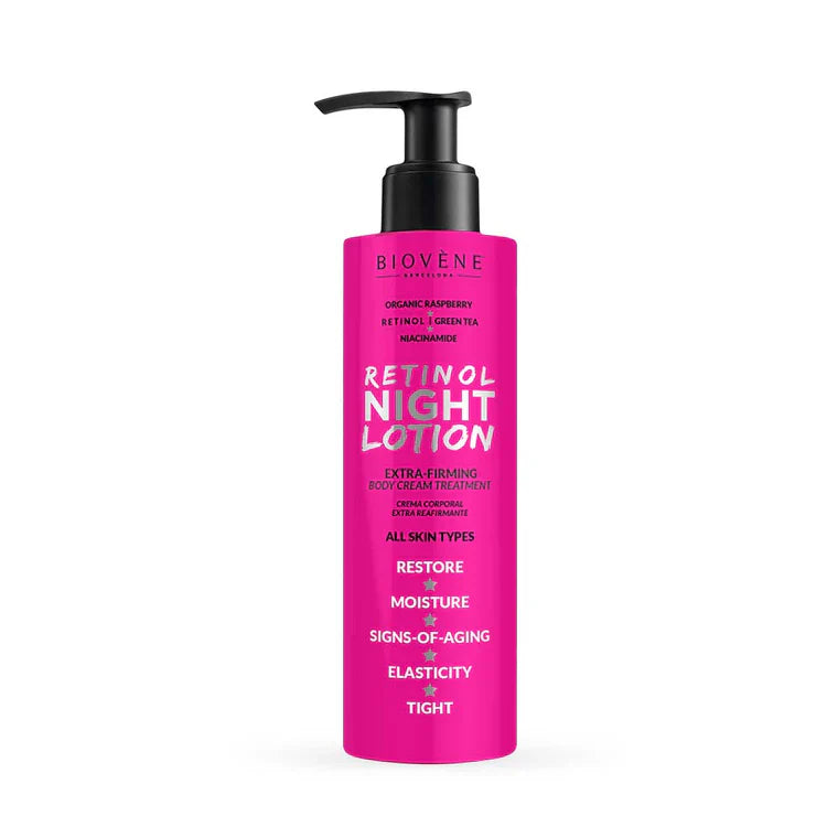 Lotion de carrosserie nocturne du rétinol avec un effet rafraîchissant et framboise 200 ml