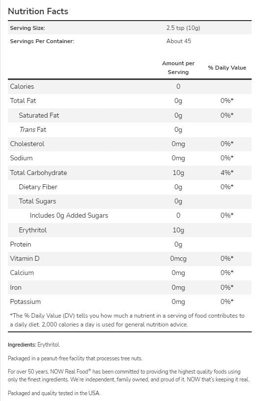 Érythritol/keto amical zéro calories édulcorant - 1134 grammes