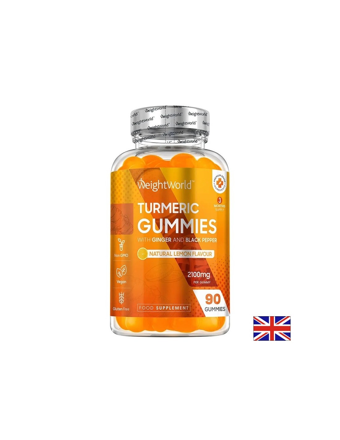 Action anti-inflammatoire - Curcuma avec gingembre et poivre noir, 90 comprimés de gel