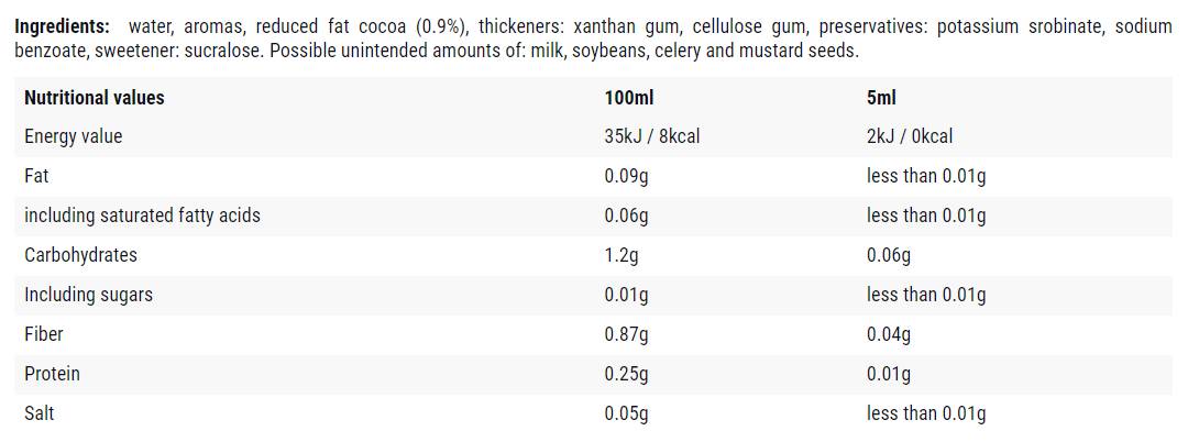 Chocolate/0 Calorique Sirop - 500 ml