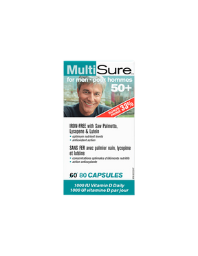 MultiSure® Men 50+ / Multivitamins for men 50+ (with lutein, lycopene and saw palmetto), 80 capsules - Nutra Best Europe