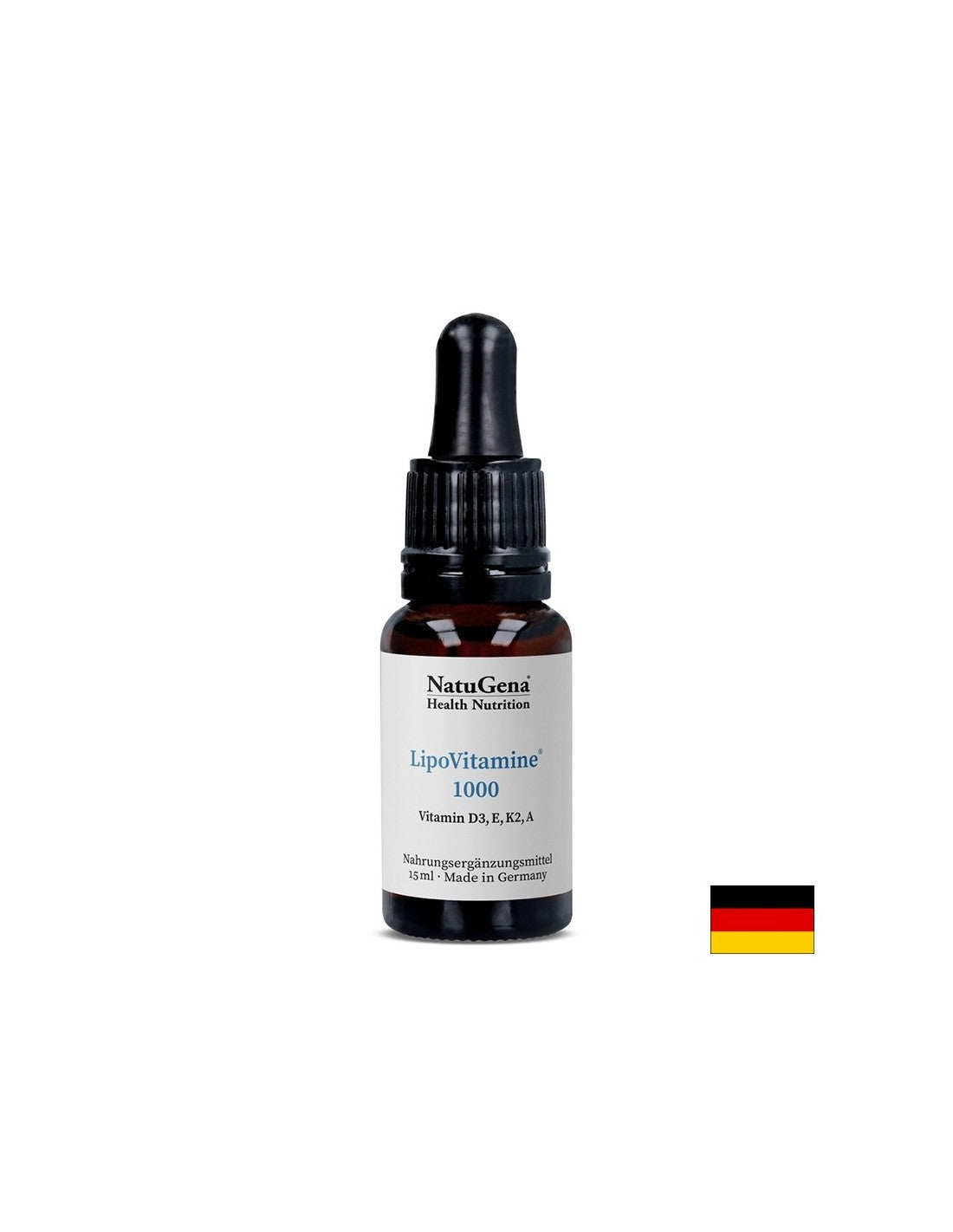 Vitamines liposomales A, D3, E, K2 - Absorption élevée - Lipovitamine® 1000, 15 ml de gouttes, ~ 525 doses