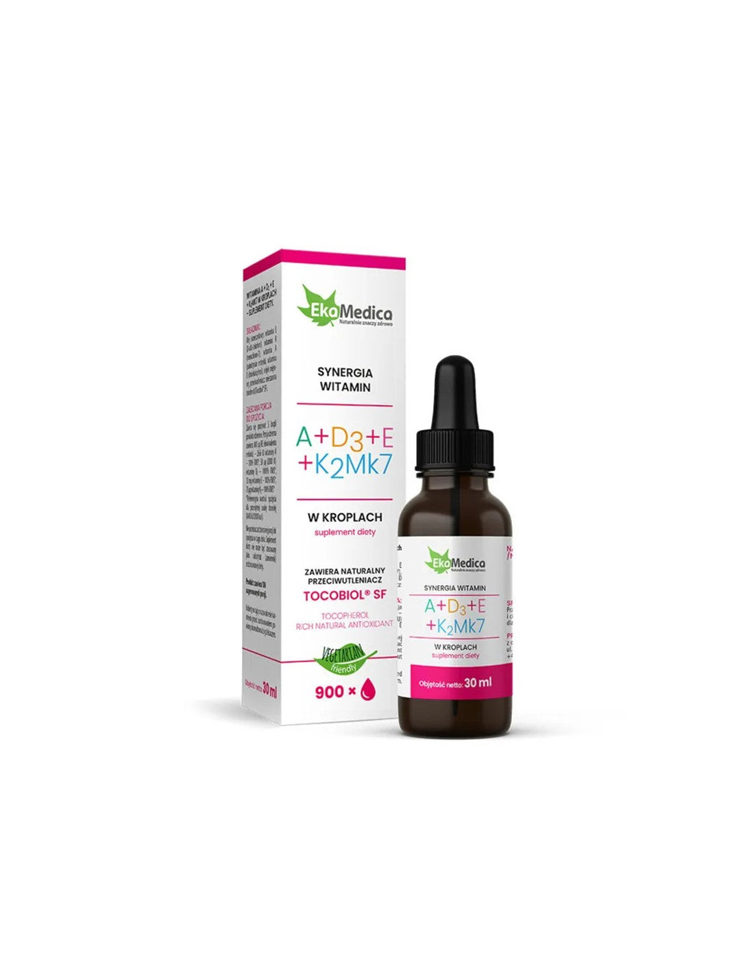 Antioxydant - Vitamines A + D3 + E + K2 (MK7), baisse 30 ml d'Ekamedica