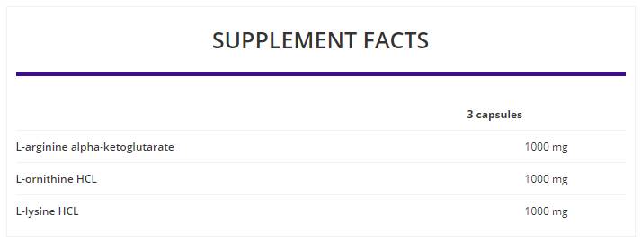 AOL 3000 mg/arginine ornithine lysine 120 capsules