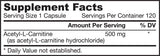 Acétyl L-carnitine 500 mg - 60 capsules
