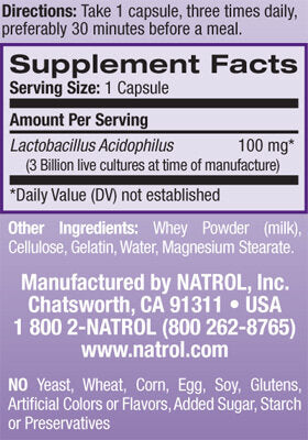 Acidophilus probiotique 100 mg./100 Caps.