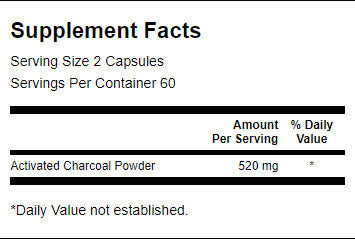 Charbon activé 260 mg - 120 capsules