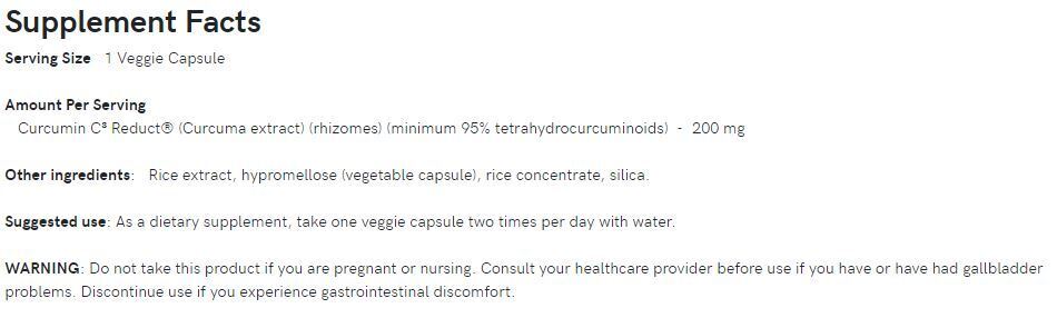 Tétrahydro-curcuminoïdes avancés 95% 200 mg./60 VCAPS - 0