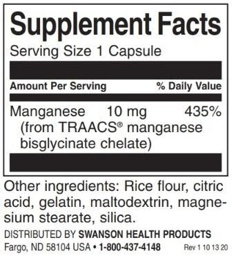 Albion chélé manganèse 10 mg - 180 capsules