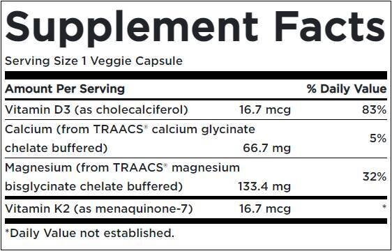 Albion Magnésium et calcium/avec vitamine D3 et K2 - 90 capsules