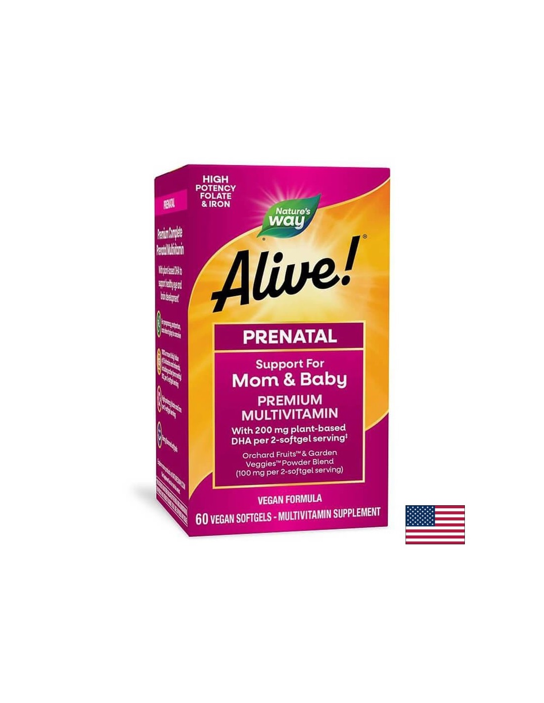<tc>Alive</tc>! Multivitamines prénatales complètes | Formule premium - 60 capsules