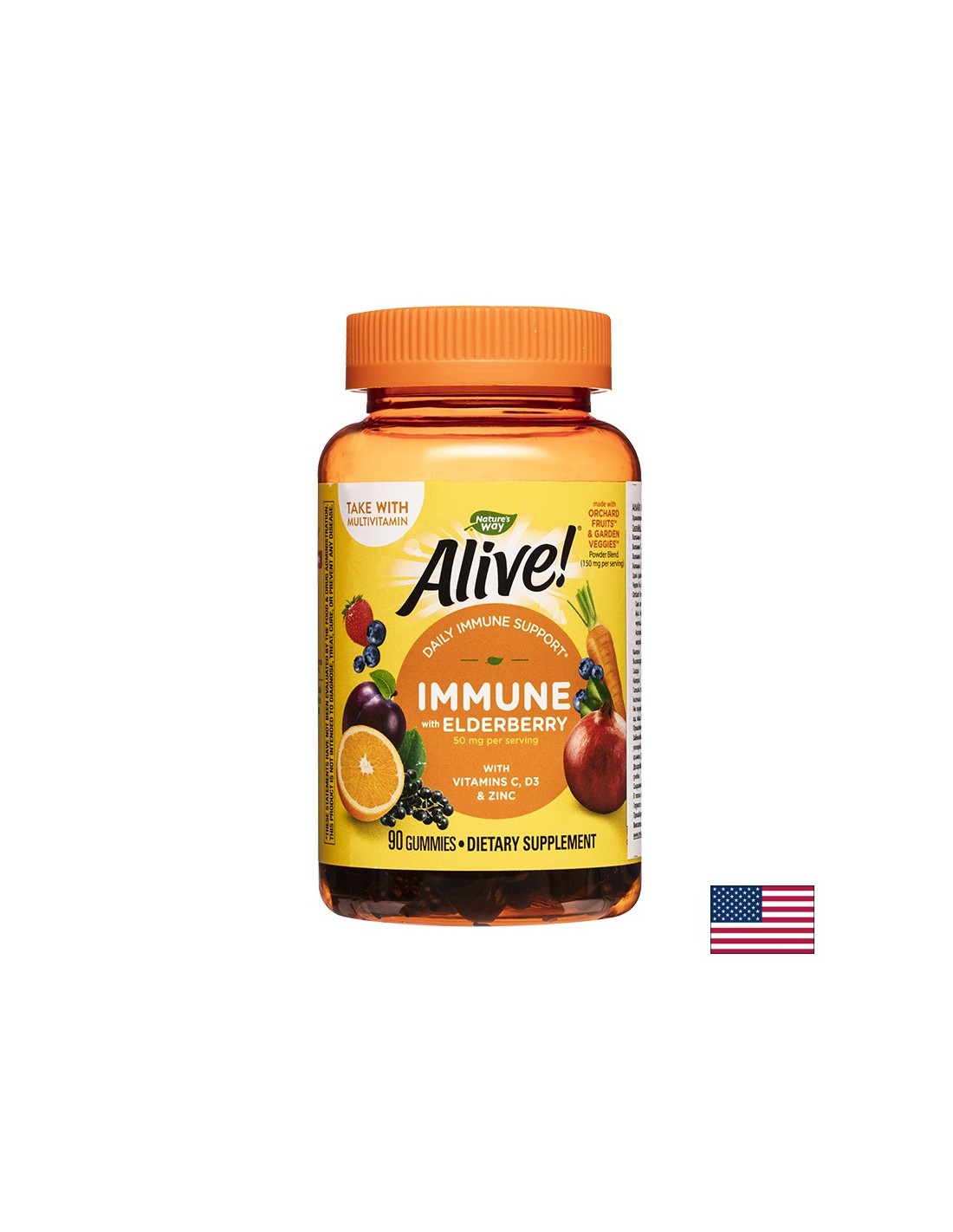 <tc>Alive</tc>! Gummies immunitaires/ <tc>Alive</tc>! Défense immunitaire x 90 comprimés de gelée Nature's Way