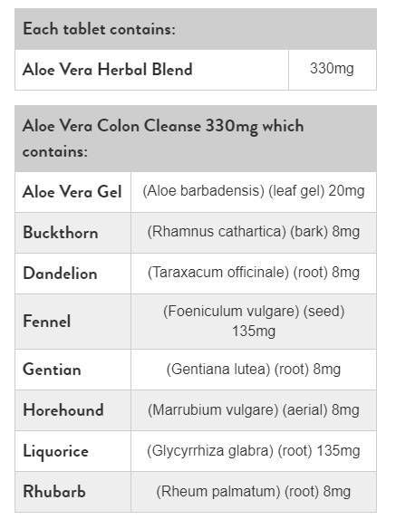 Aloe Vera Colon Cleanse 330 mg - 120 comprimés