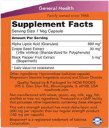 Acide lipoïque alpha 600 mg/résistance supplémentaire - 120 capsules