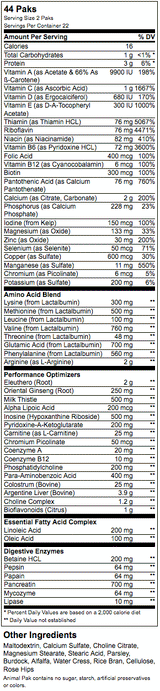 Animal Pak - 15 packs