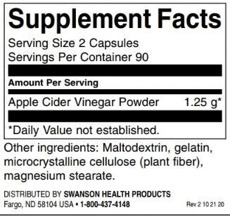 Vinegar de cidre de pomme 625 mg | Haute puissance - 180 capsules