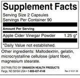 Vinegar de cidre de pomme 625 mg | Haute puissance - 180 capsules